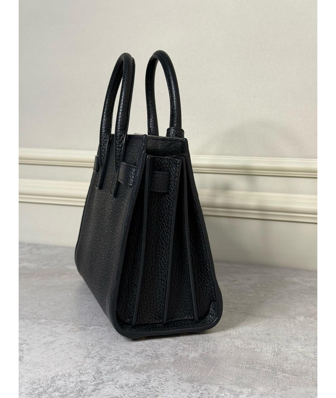 SAINT LAURENT Черная кожаная сумка с короткими ручками, фото 6