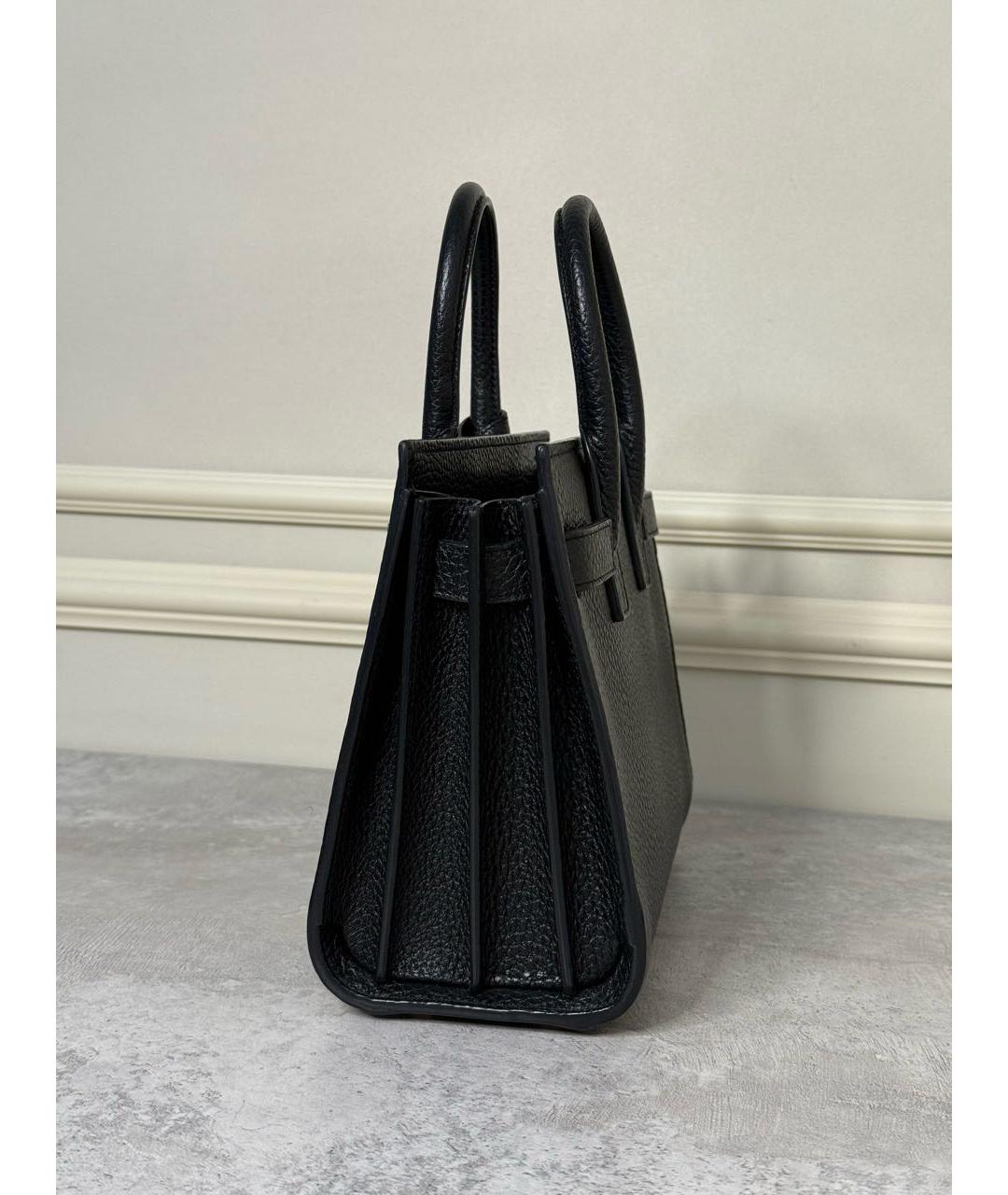 SAINT LAURENT Черная кожаная сумка с короткими ручками, фото 2