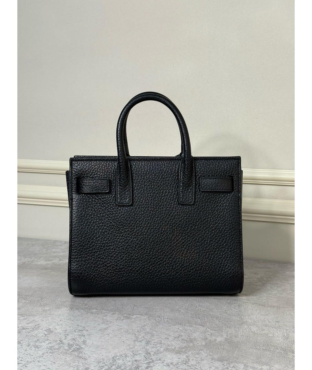 SAINT LAURENT Черная кожаная сумка с короткими ручками, фото 3