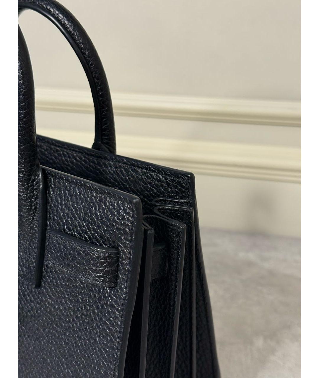 SAINT LAURENT Черная кожаная сумка с короткими ручками, фото 7