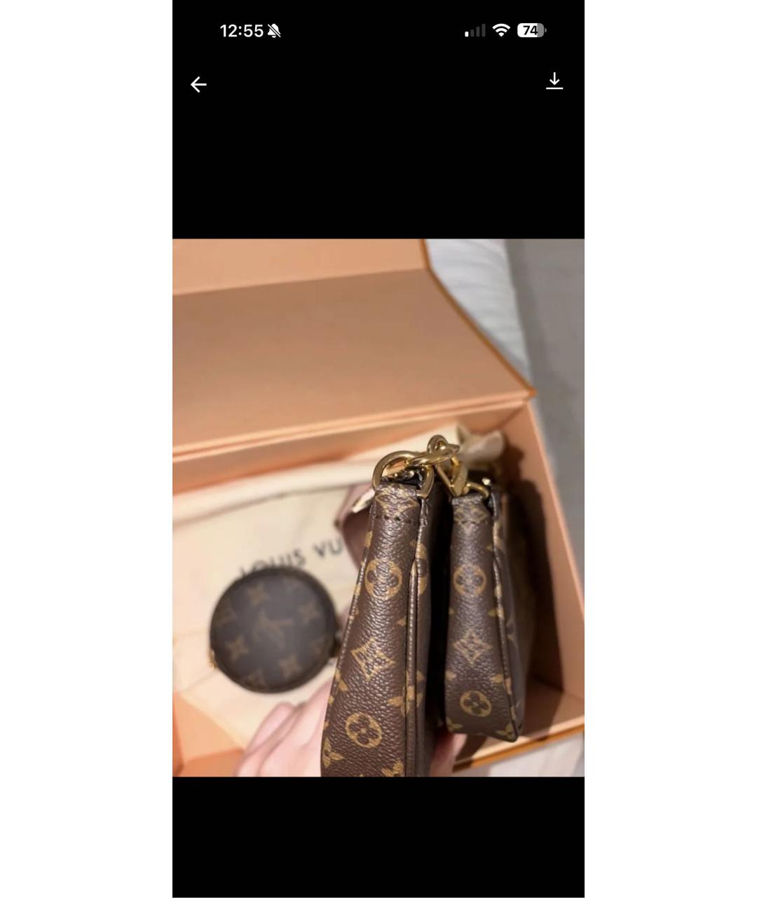 LOUIS VUITTON Коричневая сумка через плечо из искусственной кожи, фото 4