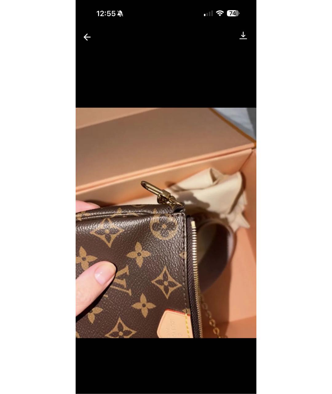 LOUIS VUITTON Коричневая сумка через плечо из искусственной кожи, фото 7