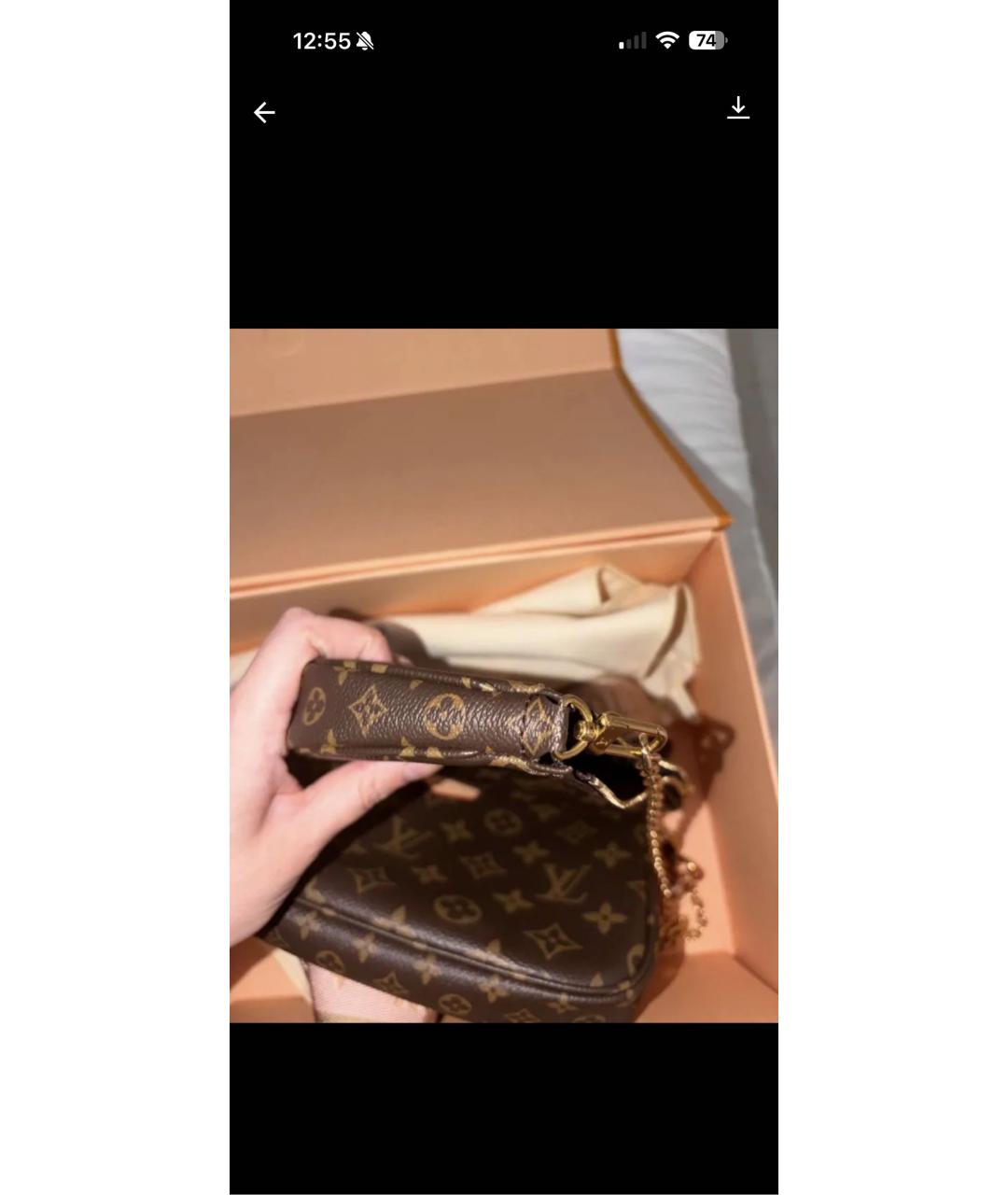 LOUIS VUITTON Коричневая сумка через плечо из искусственной кожи, фото 5