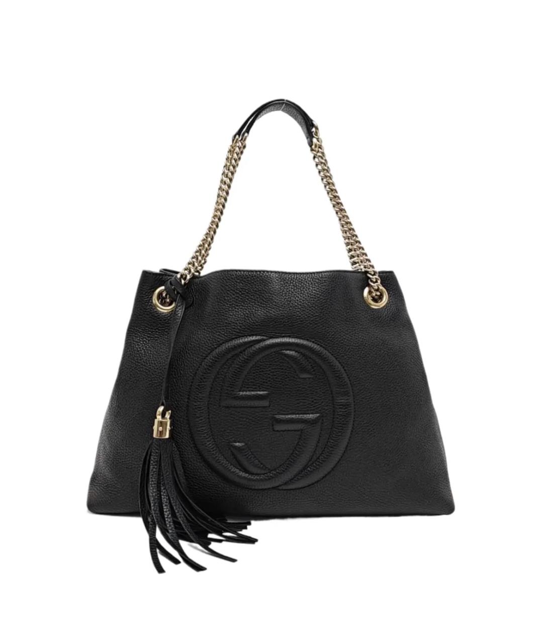 GUCCI Черная кожаная сумка тоут, фото 1