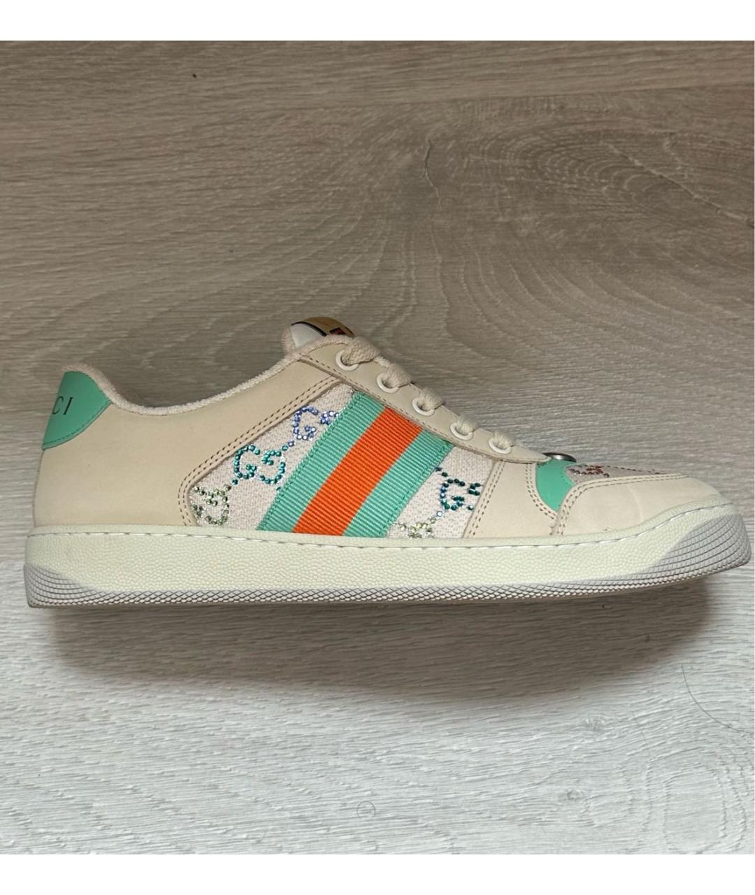GUCCI Бежевые текстильные кеды, фото 5