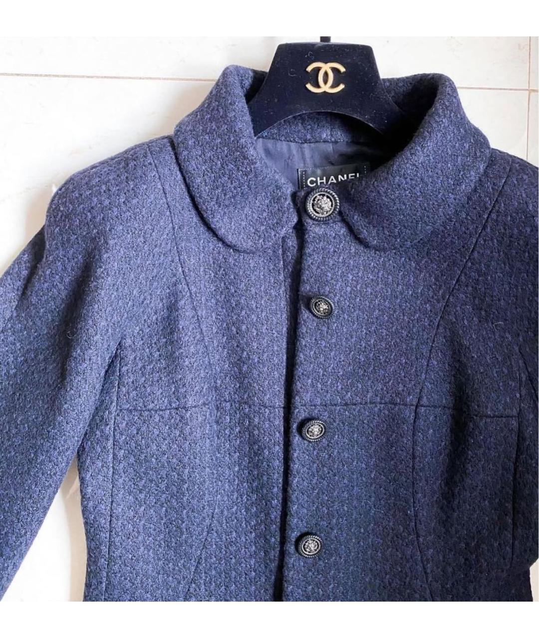 CHANEL Темно-синее шерстяное пальто, фото 3