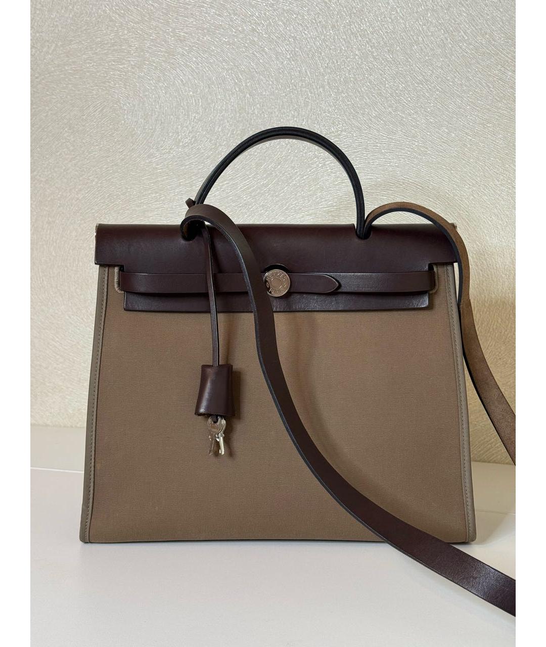 HERMES Коричневая тканевая сумка через плечо, фото 2