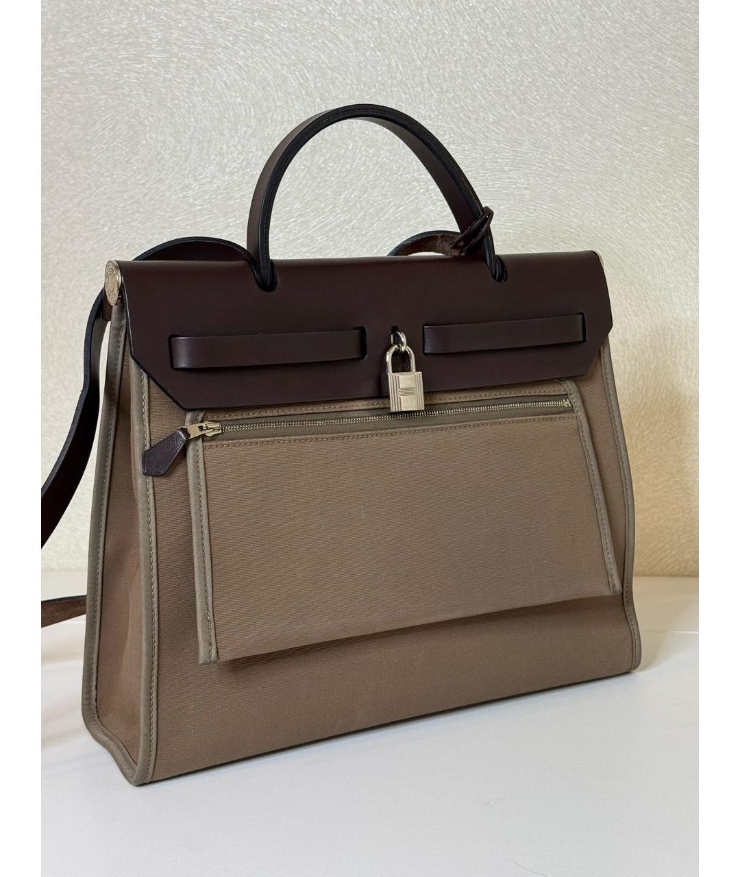 HERMES Коричневая тканевая сумка через плечо, фото 4