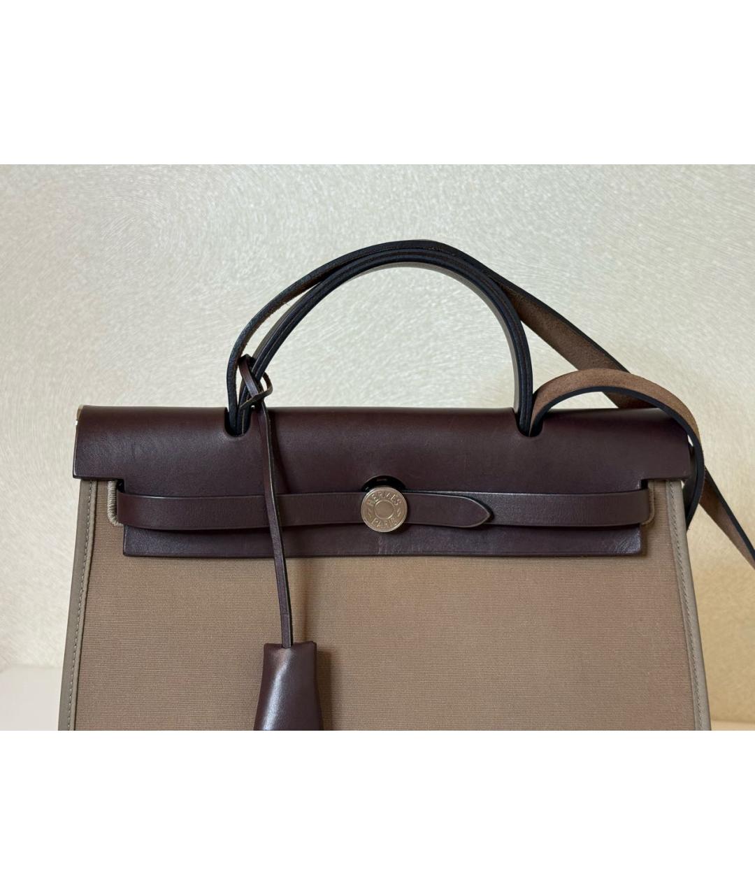 HERMES Коричневая тканевая сумка через плечо, фото 7