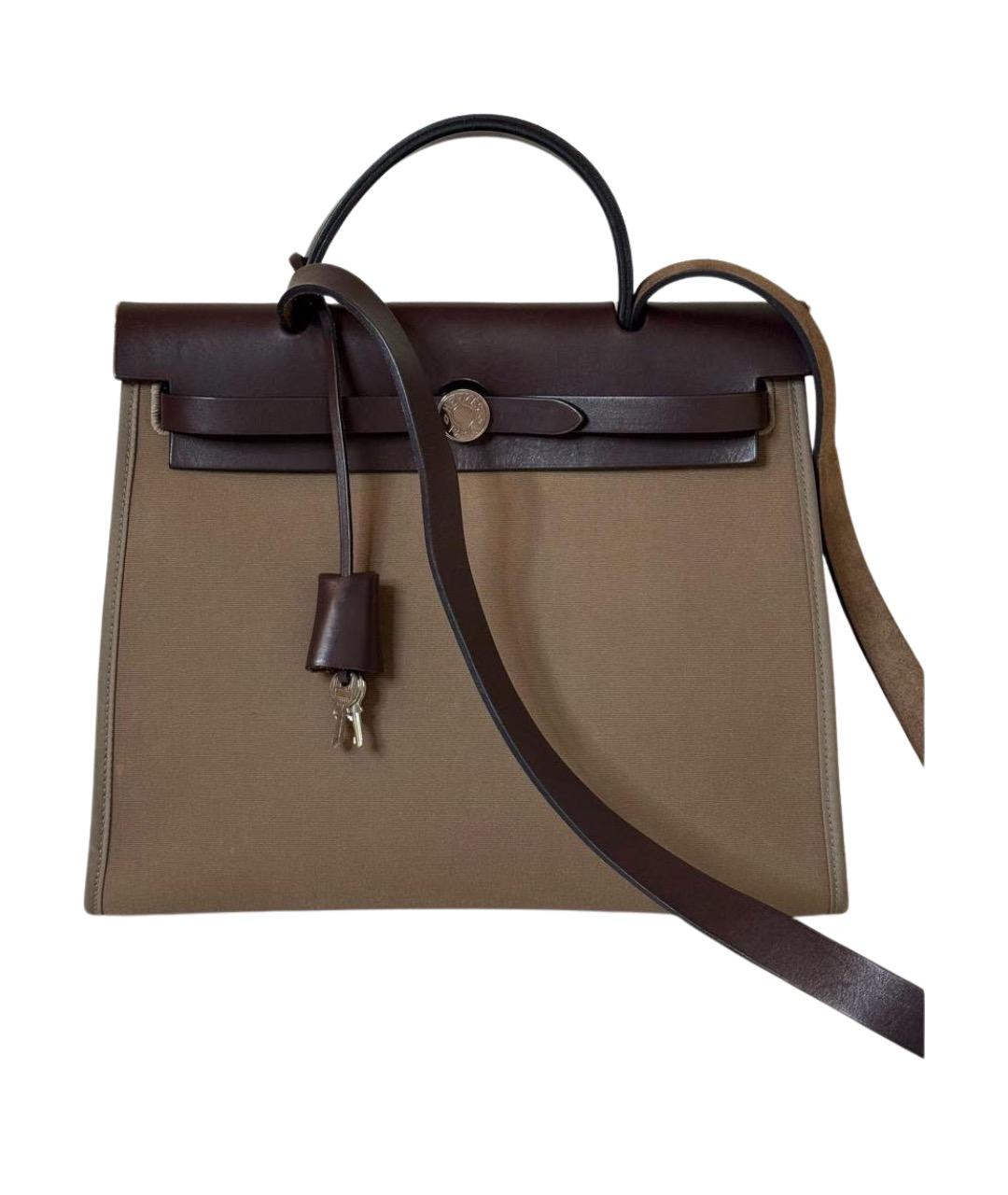 HERMES Коричневая тканевая сумка через плечо, фото 1