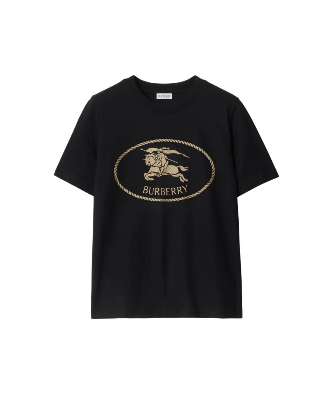 BURBERRY Черная хлопковая футболка, фото 1