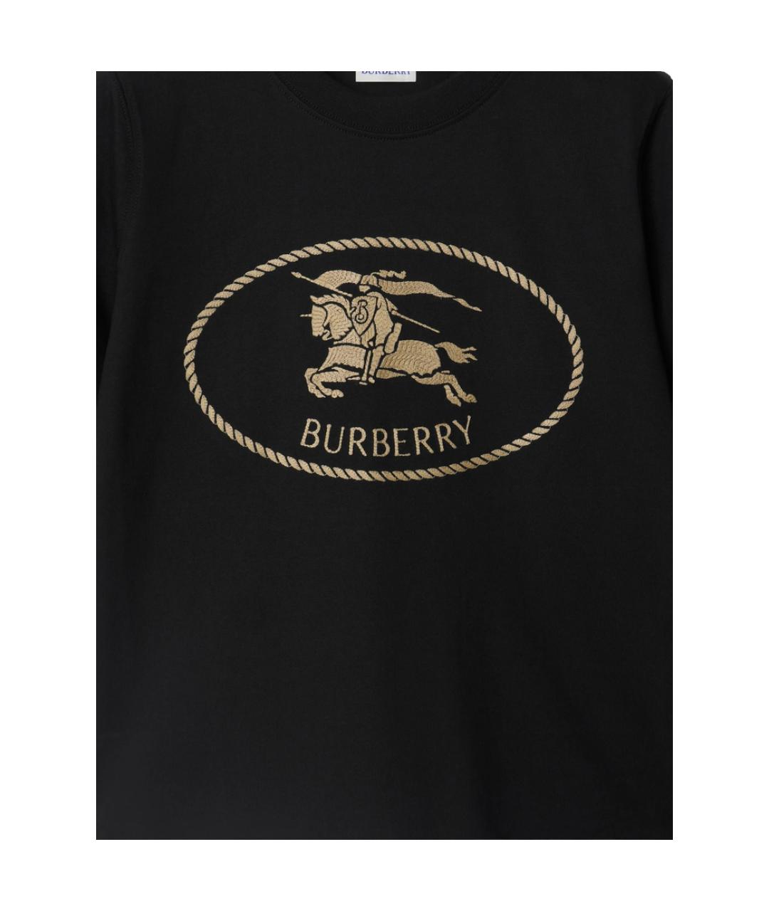 BURBERRY Черная хлопковая футболка, фото 3