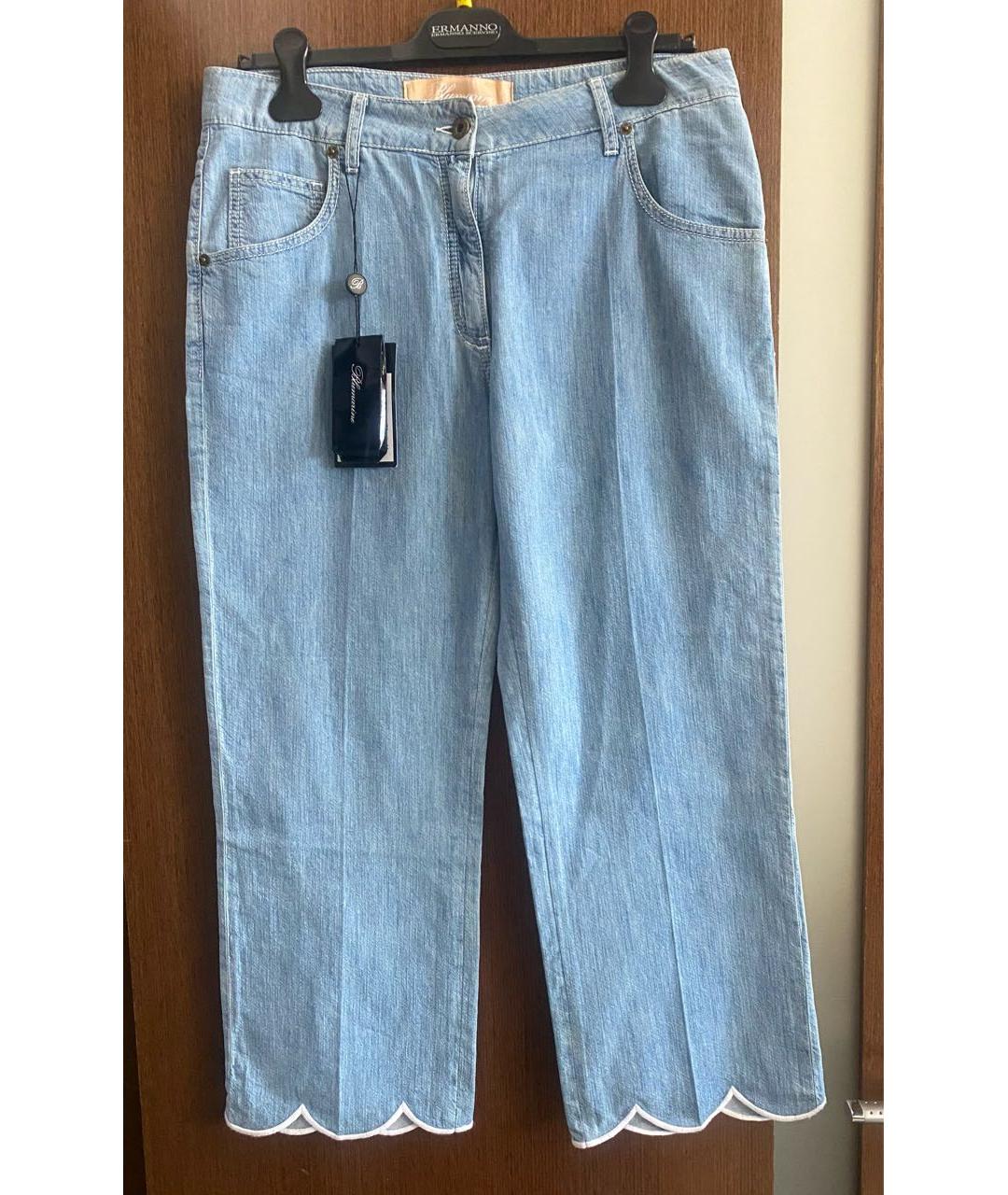 BLUMARINE Голубые хлопковые прямые джинсы, фото 5