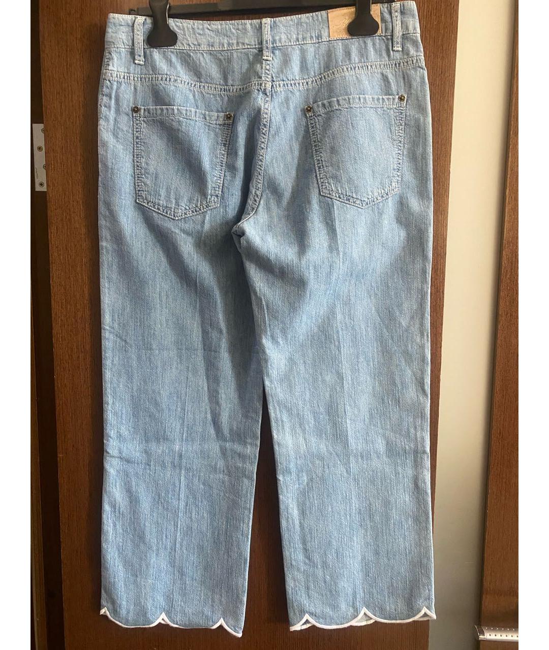 BLUMARINE Голубые хлопковые прямые джинсы, фото 4