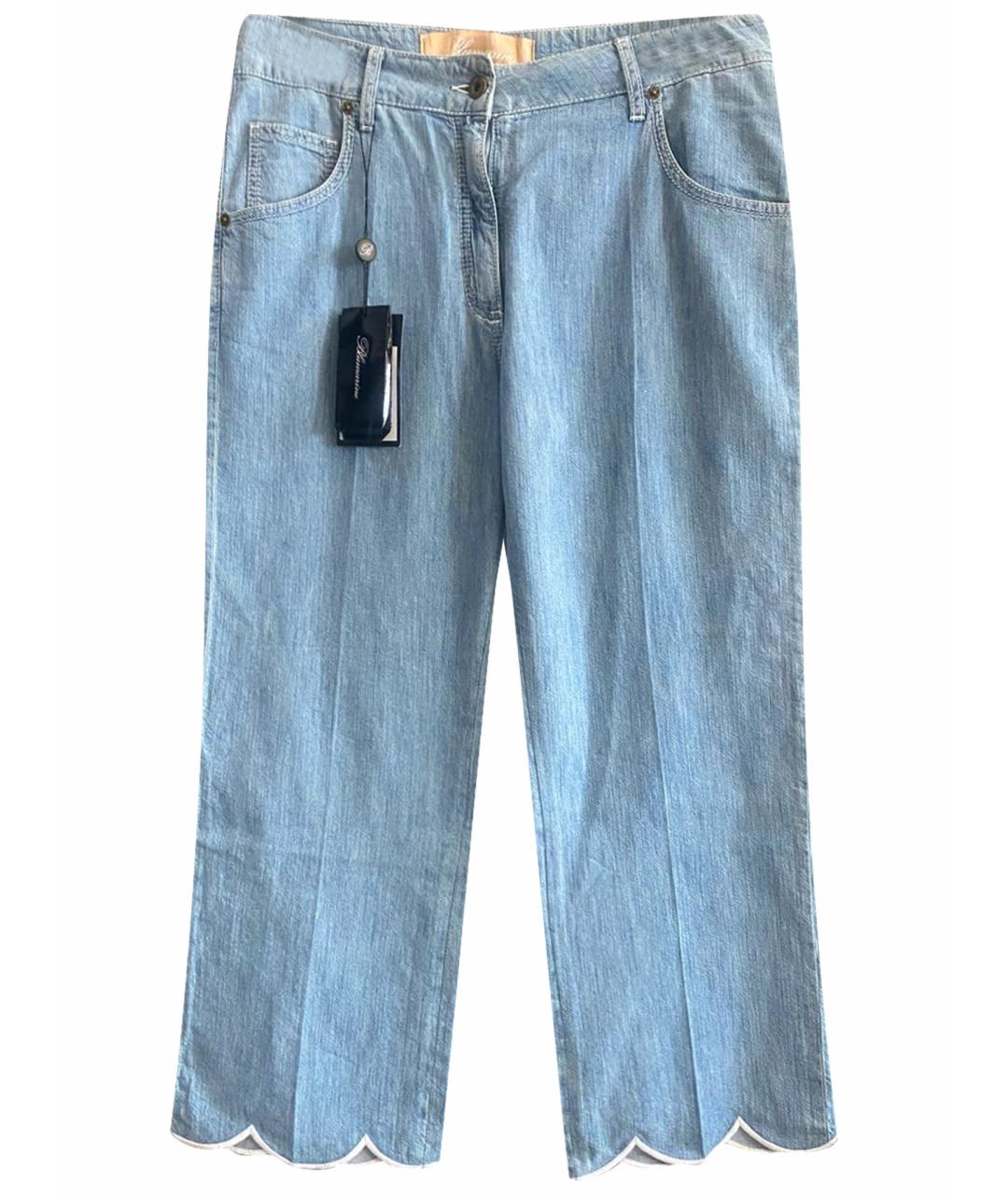 BLUMARINE Голубые хлопковые прямые джинсы, фото 1