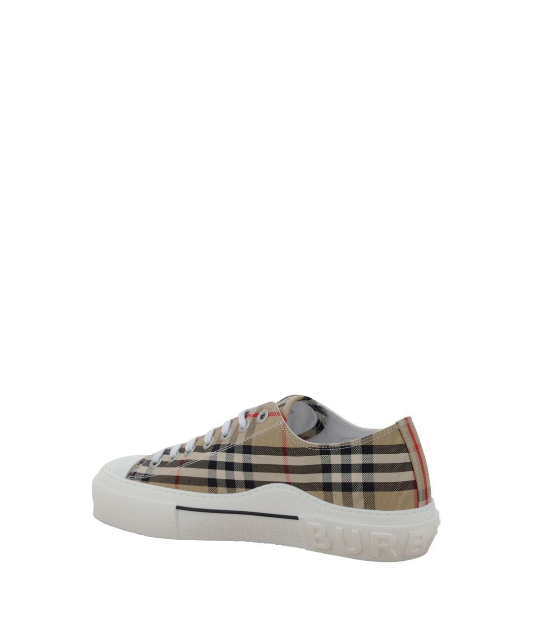 BURBERRY Бежевые текстильные низкие кроссовки / кеды, фото 3
