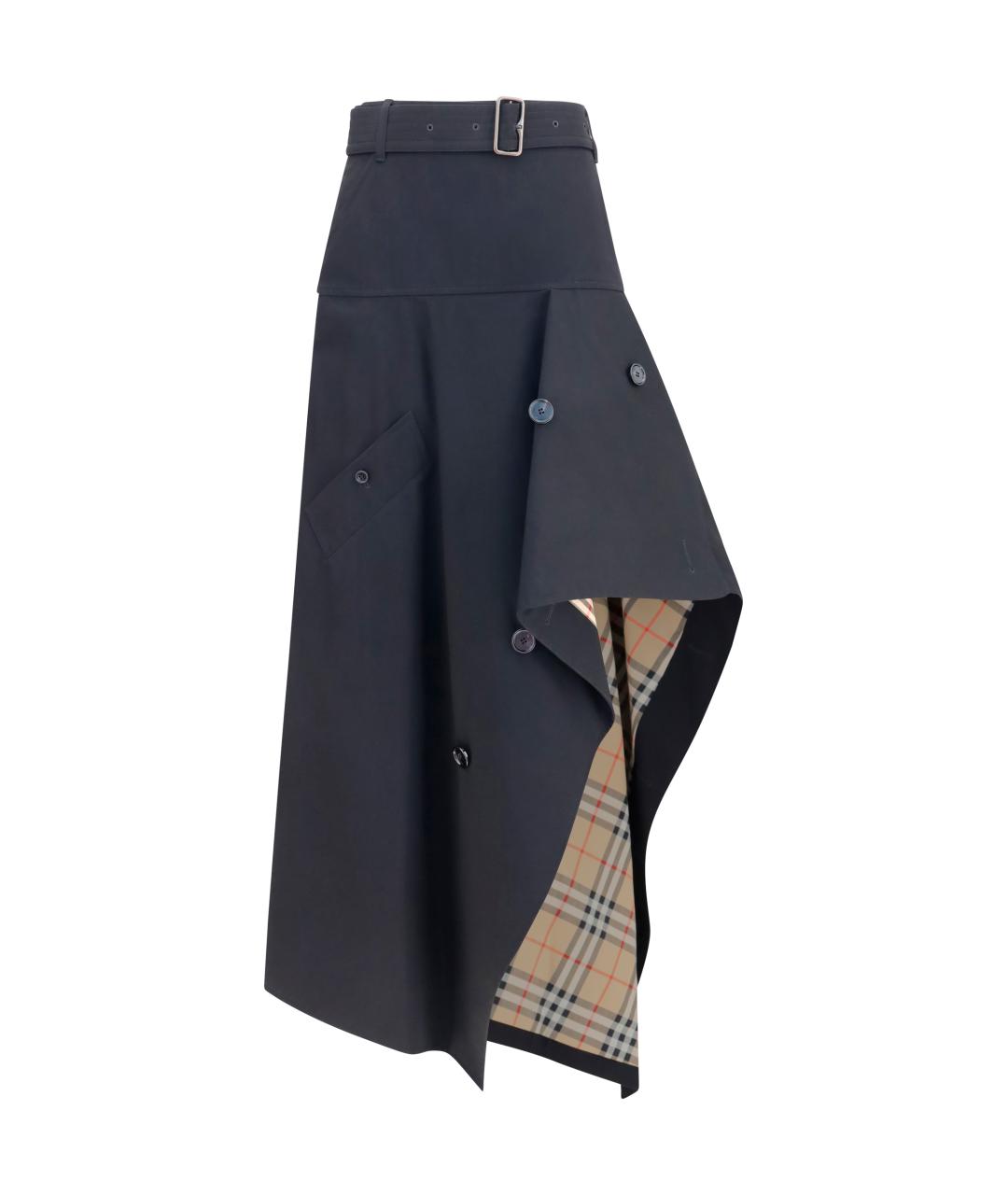 BURBERRY Черная хлопковая юбка макси, фото 1