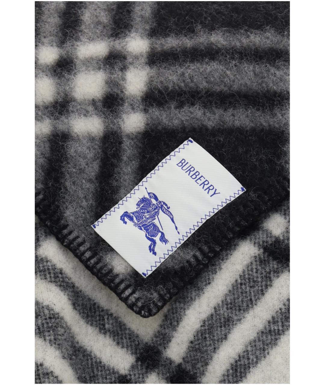 BURBERRY Черный шерстяной шарф, фото 3