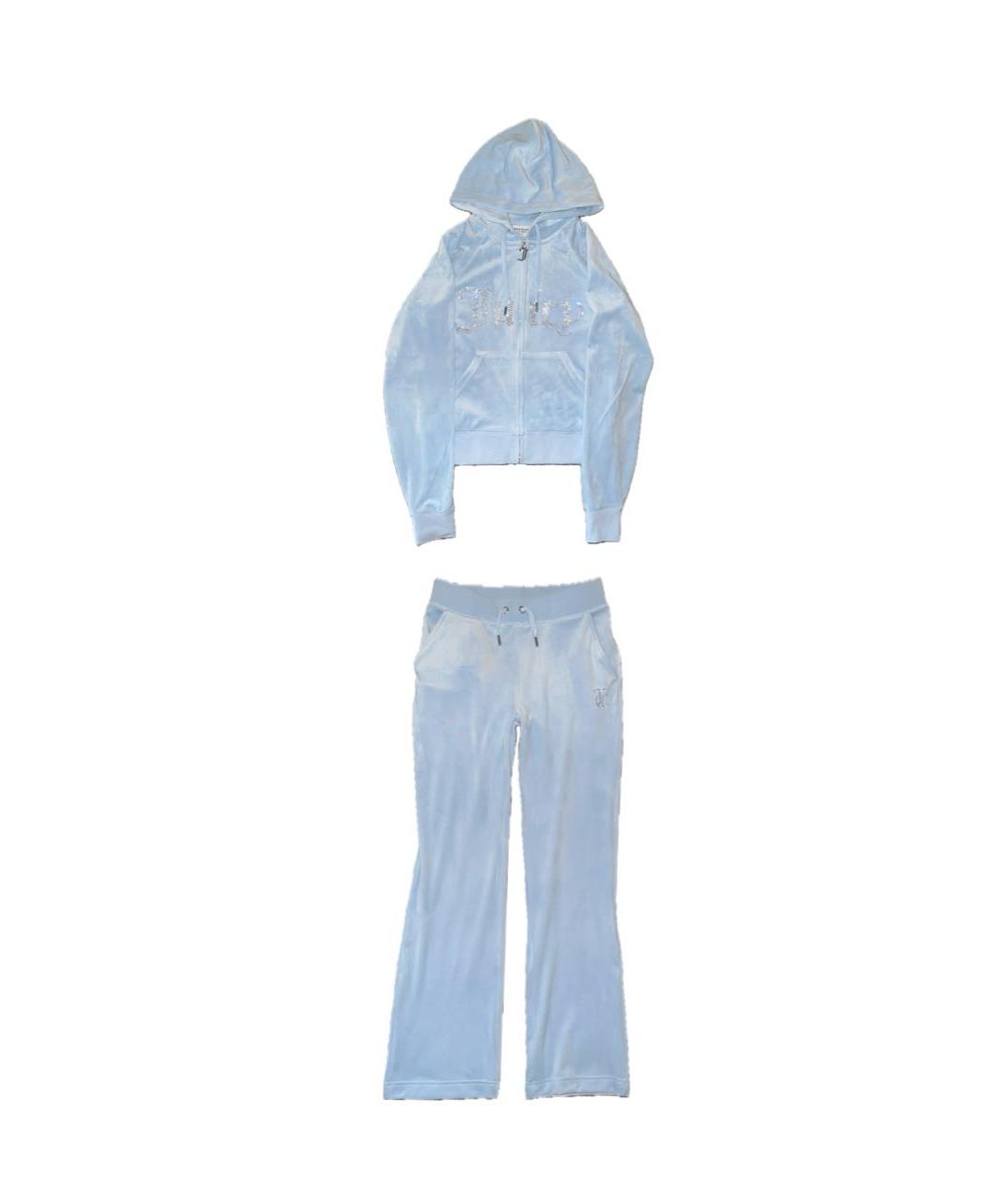 JUICY COUTURE Голубой велюровый спортивные костюмы, фото 9