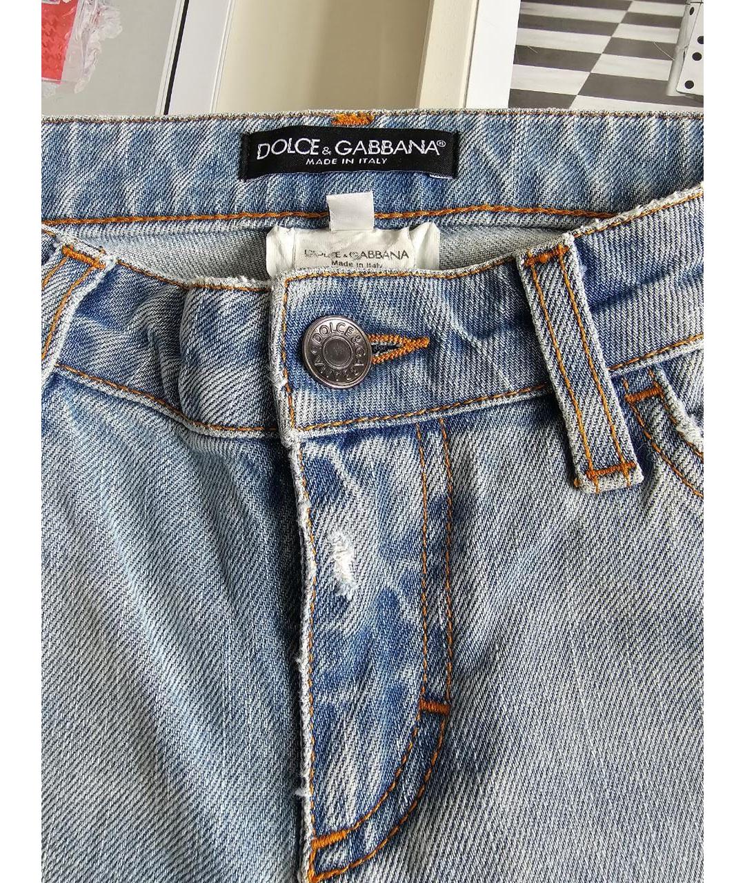 DOLCE&GABBANA Голубые хлопковые джинсы слим, фото 3