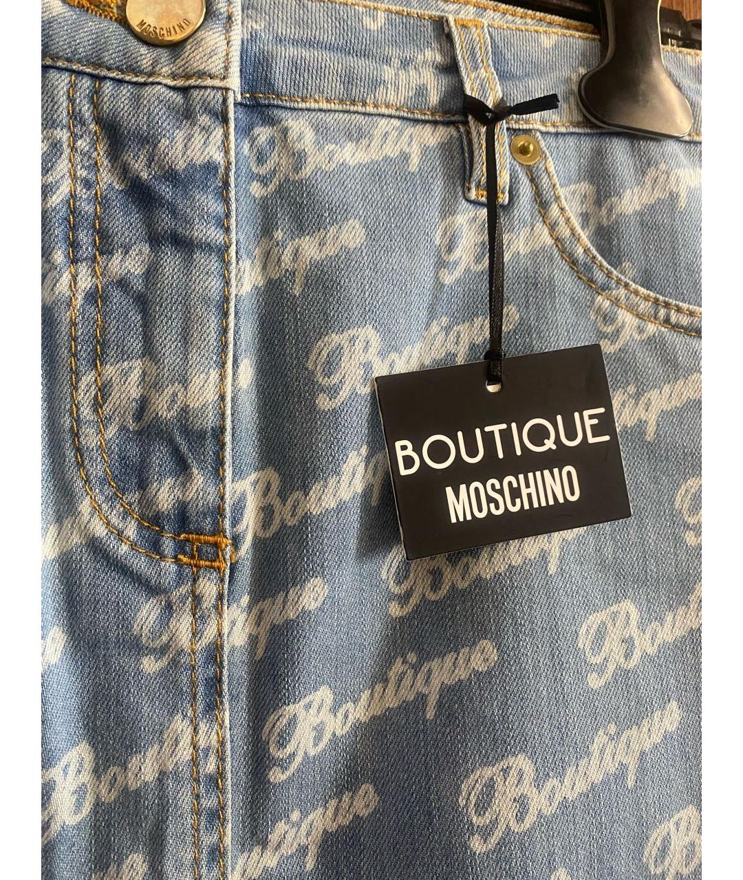 BOUTIQUE MOSCHINO Голубая деним юбка мини, фото 3