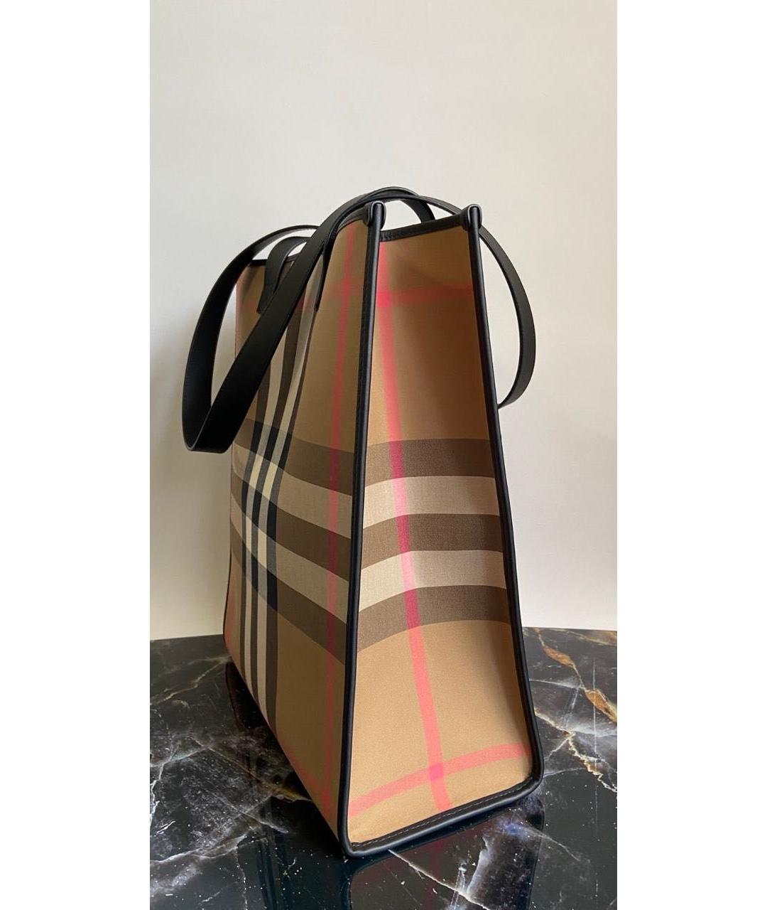 BURBERRY Бежевая тканевая сумка тоут, фото 3