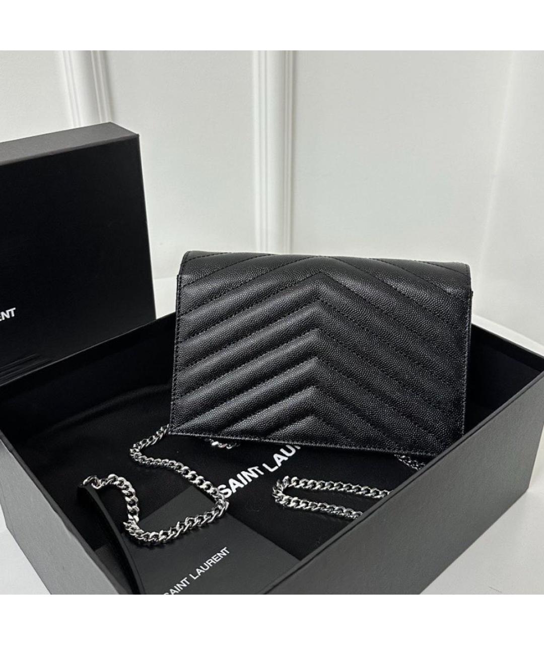 SAINT LAURENT Черная кожаная сумка через плечо, фото 3