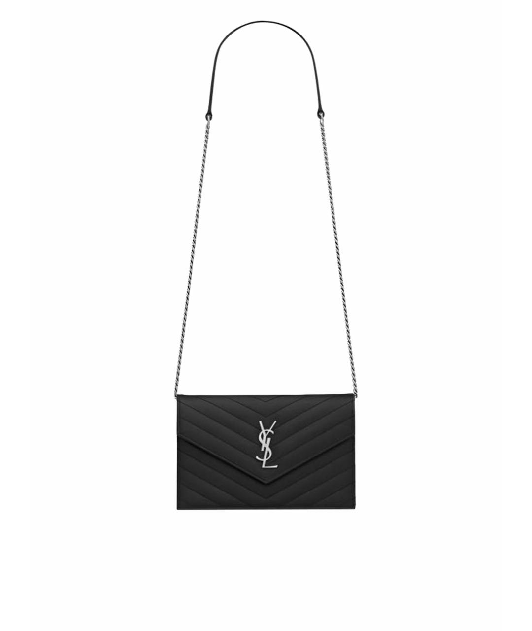 SAINT LAURENT Черная кожаная сумка через плечо, фото 1