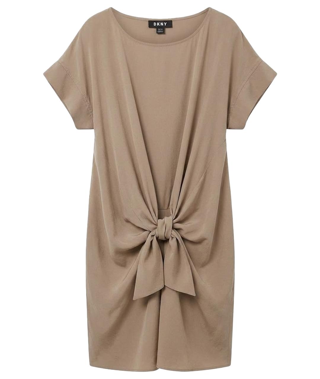 DKNY Бежевое шелковое повседневное платье, фото 1