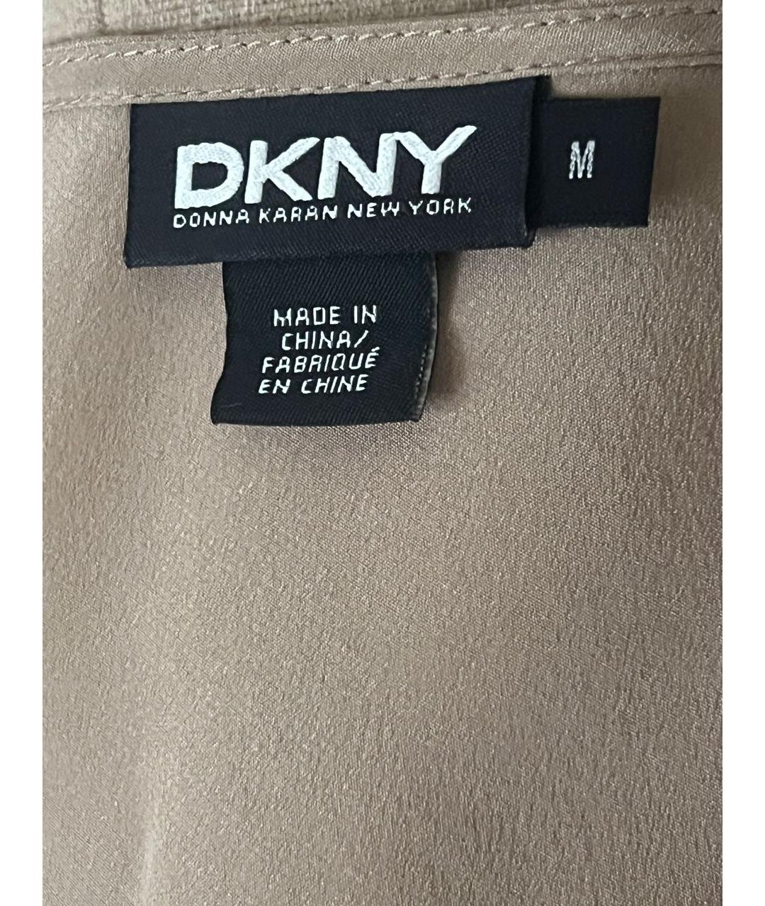 DKNY Бежевое шелковое повседневное платье, фото 6