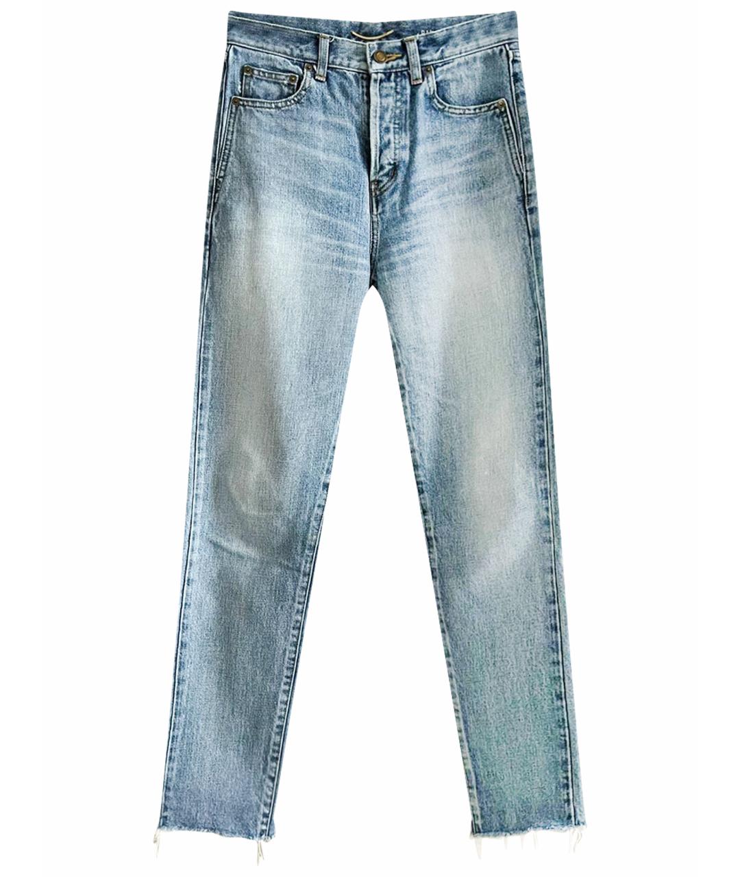 SAINT LAURENT Голубые хлопковые джинсы слим, фото 1