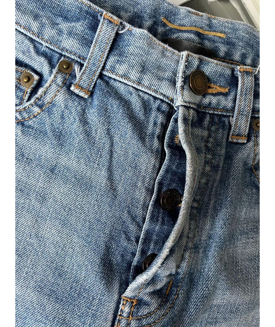 SAINT LAURENT Голубые хлопковые джинсы слим, фото 3