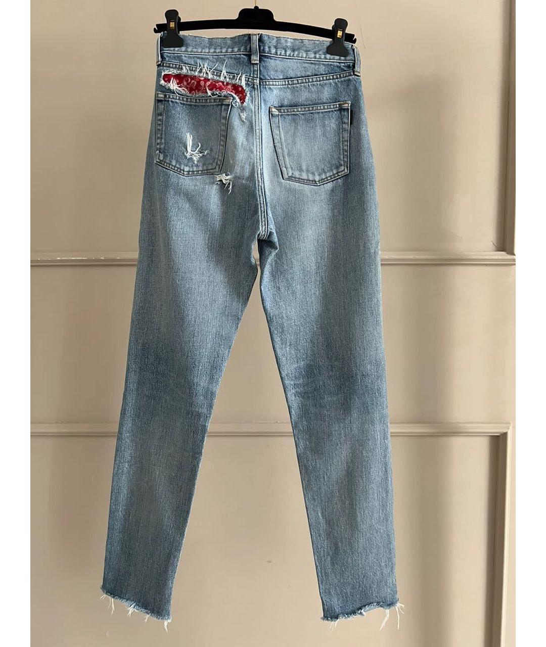 SAINT LAURENT Голубые хлопковые джинсы слим, фото 2