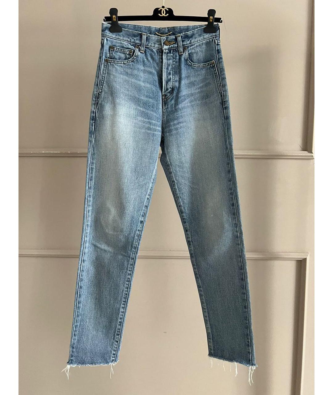 SAINT LAURENT Голубые хлопковые джинсы слим, фото 9