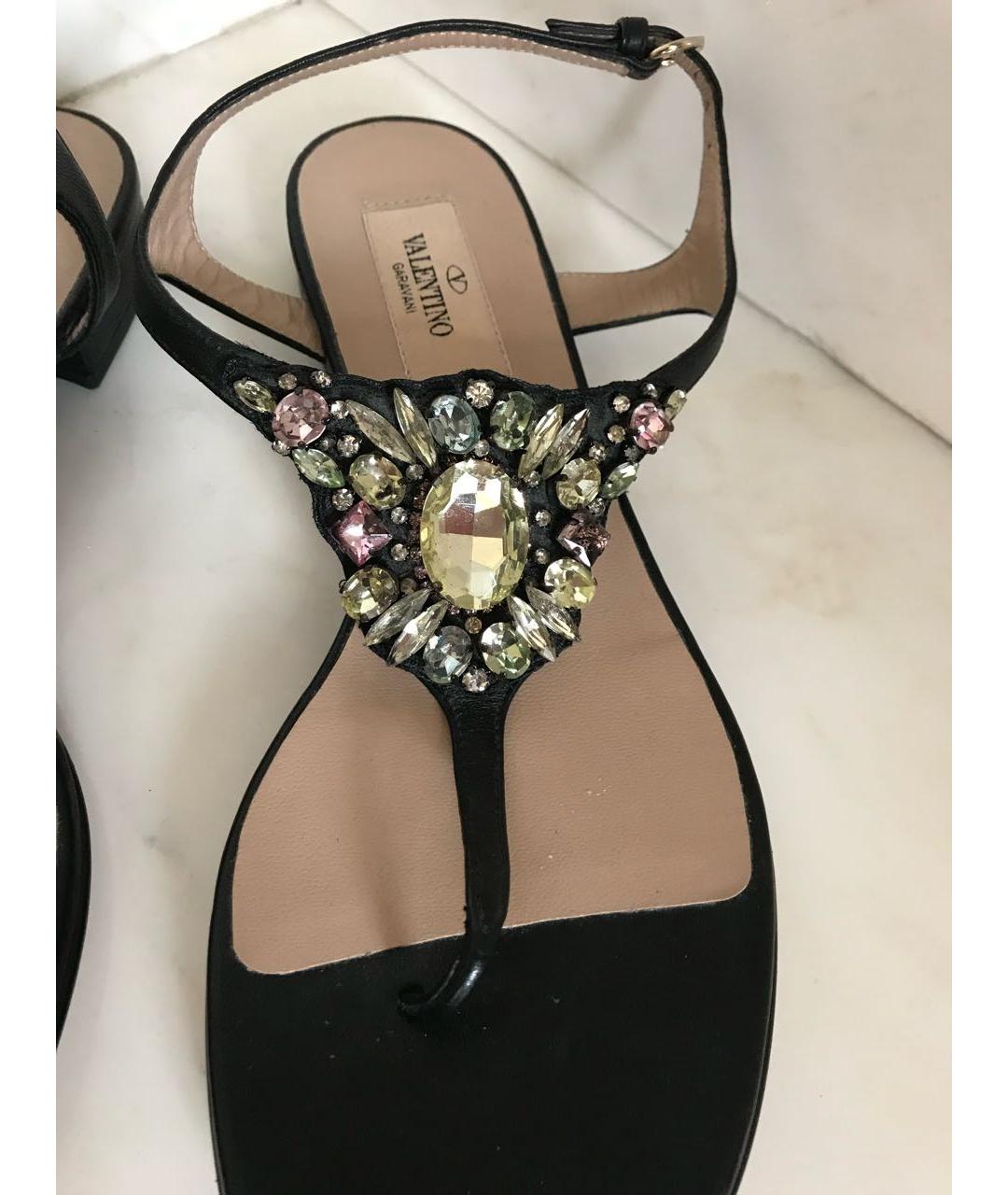 VALENTINO Черные кожаные сандалии, фото 6