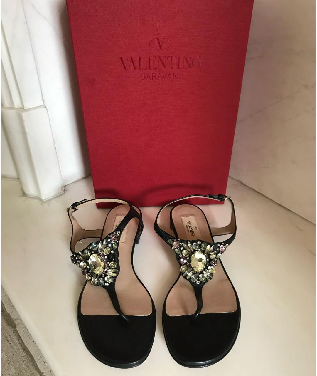 VALENTINO Черные кожаные сандалии, фото 4