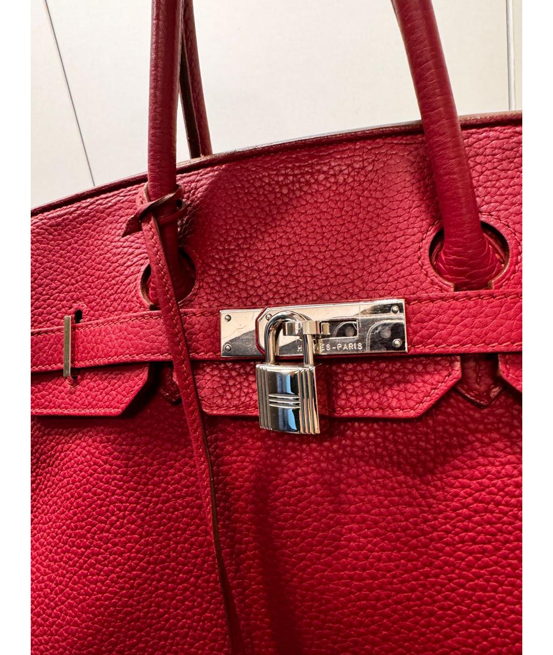 HERMES Бордовая кожаная сумка с короткими ручками, фото 5