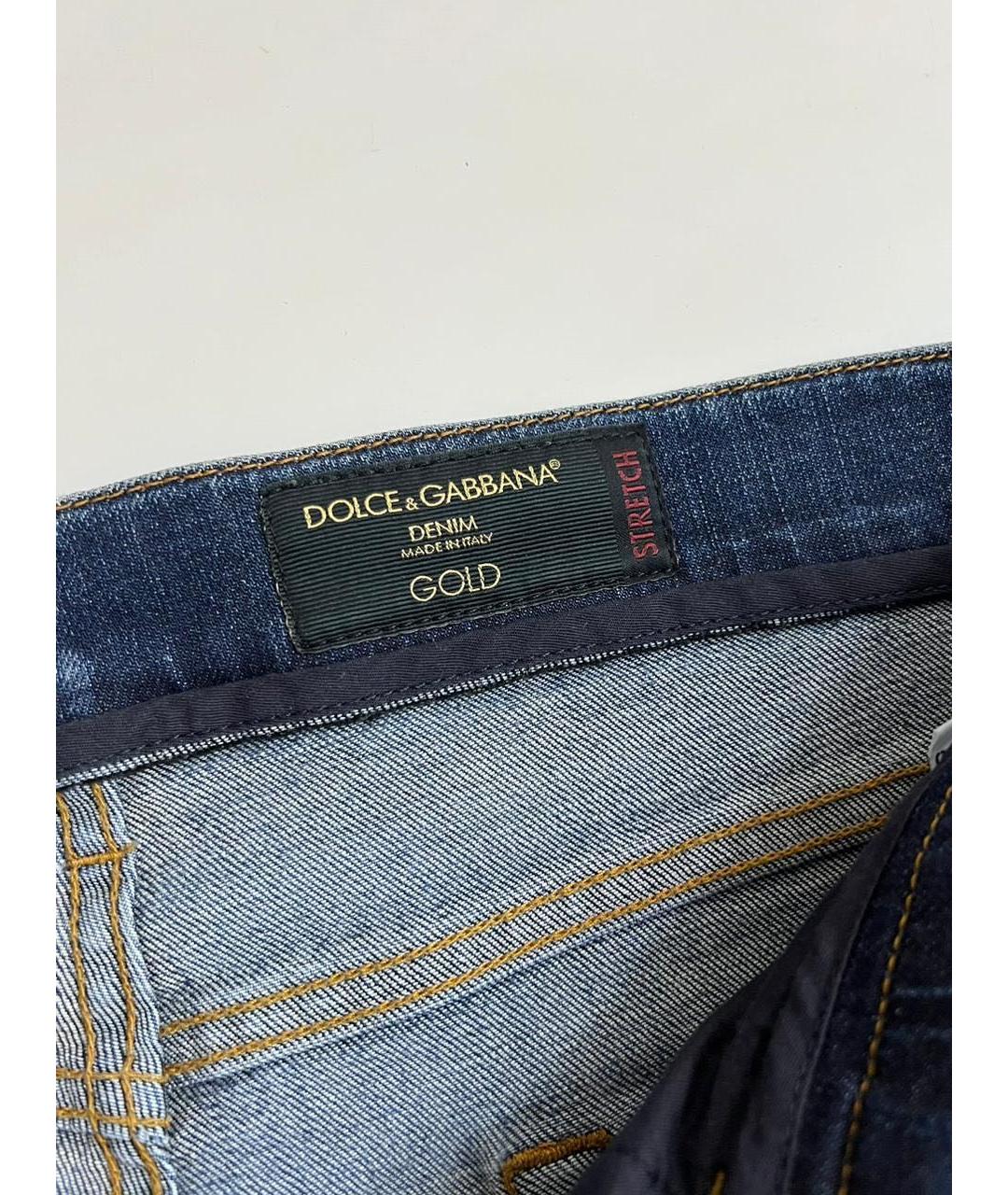 DOLCE&GABBANA Синие хлопковые прямые джинсы, фото 4