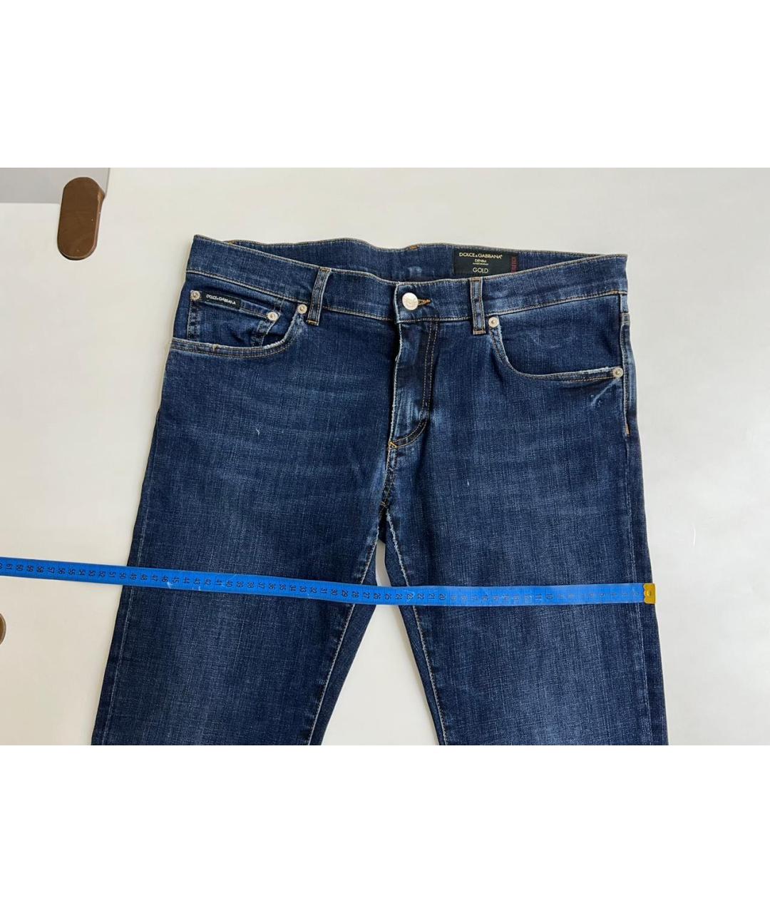 DOLCE&GABBANA Синие хлопковые прямые джинсы, фото 8