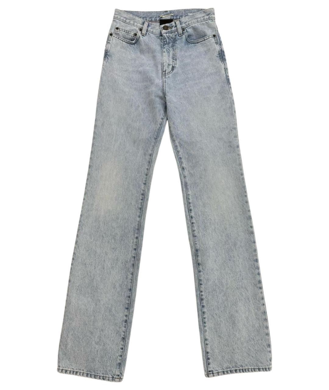 SAINT LAURENT Голубые хлопковые прямые джинсы, фото 1