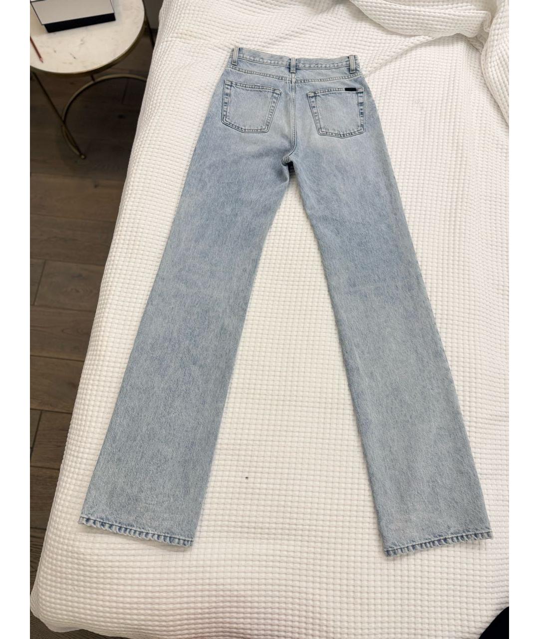 SAINT LAURENT Голубые хлопковые прямые джинсы, фото 7