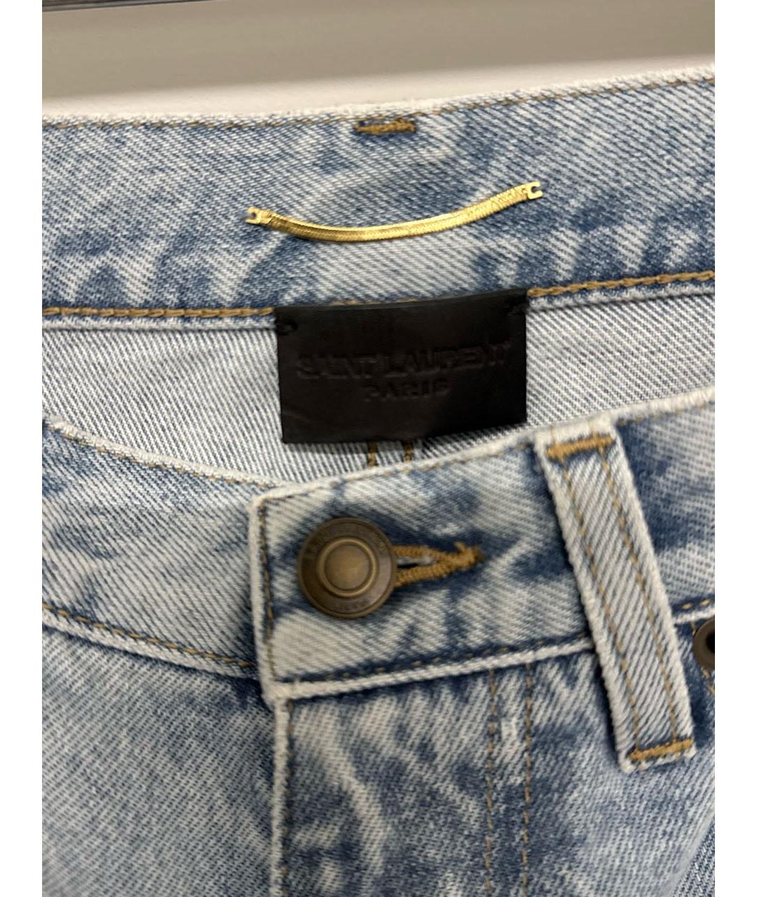 SAINT LAURENT Голубые хлопковые прямые джинсы, фото 4