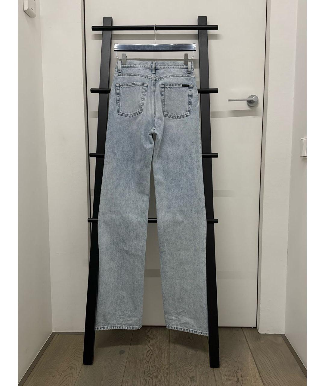 SAINT LAURENT Голубые хлопковые прямые джинсы, фото 3