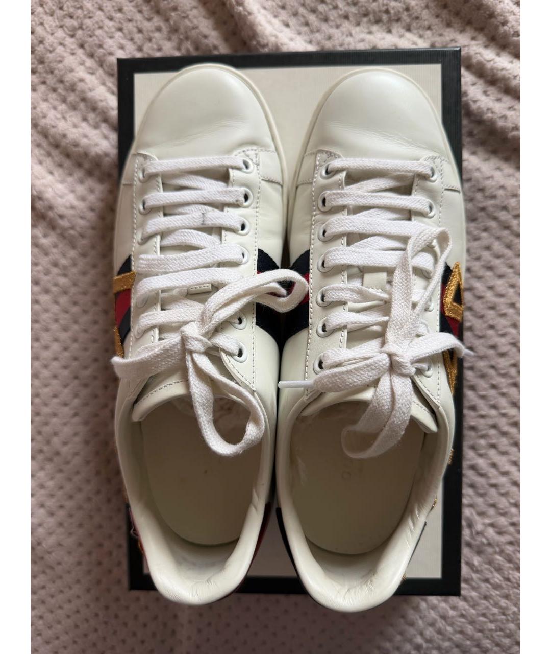 GUCCI Белые кожаные кеды, фото 3
