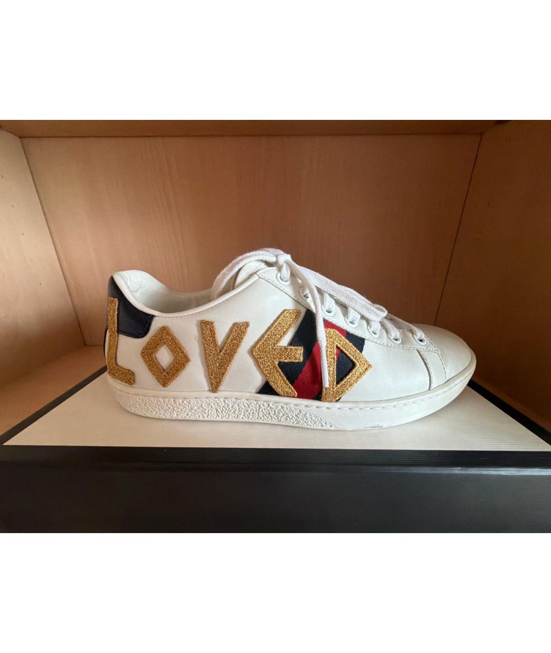 GUCCI Белые кожаные кеды, фото 7