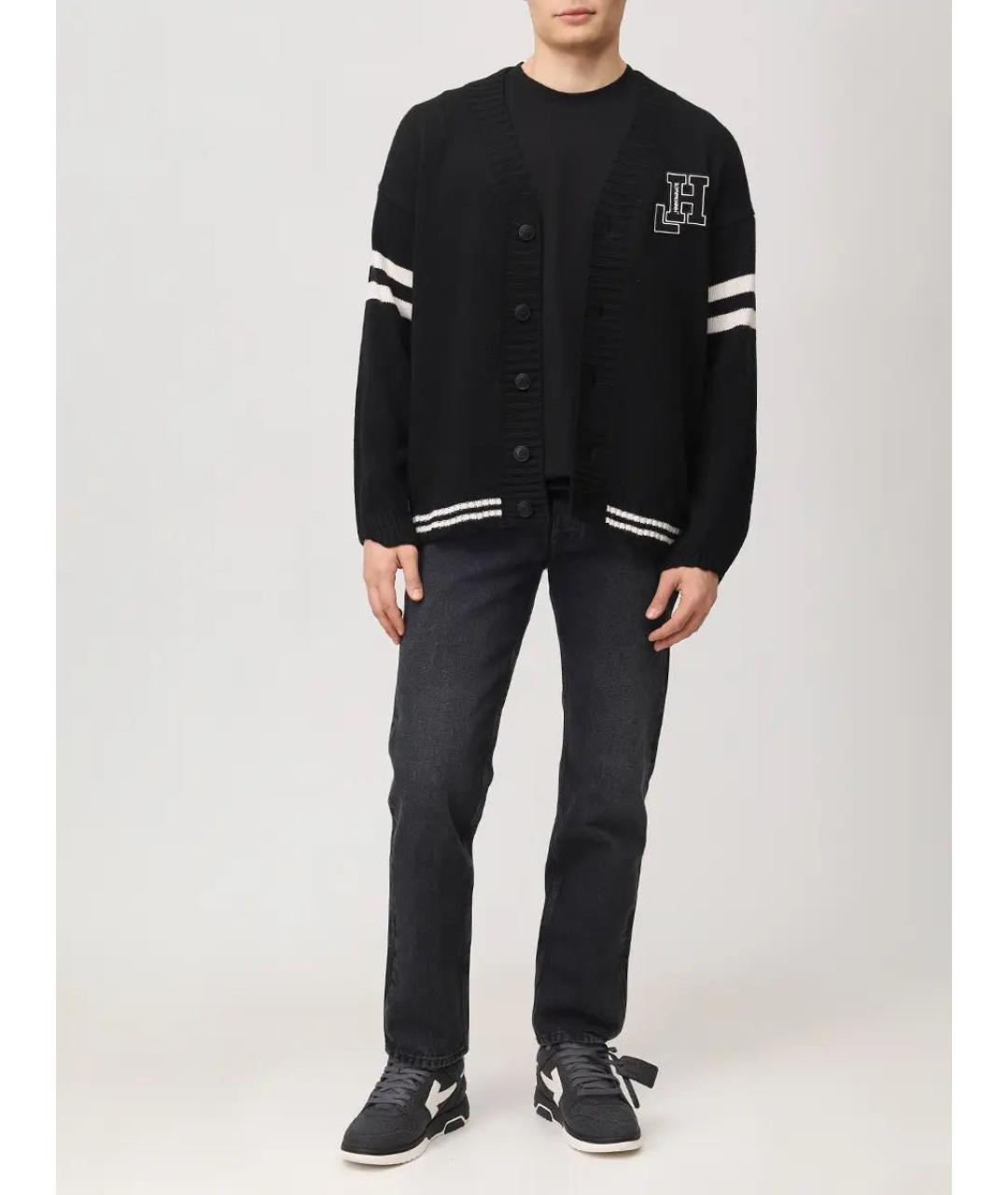 OFF-WHITE Черные хлопковые прямые джинсы, фото 6