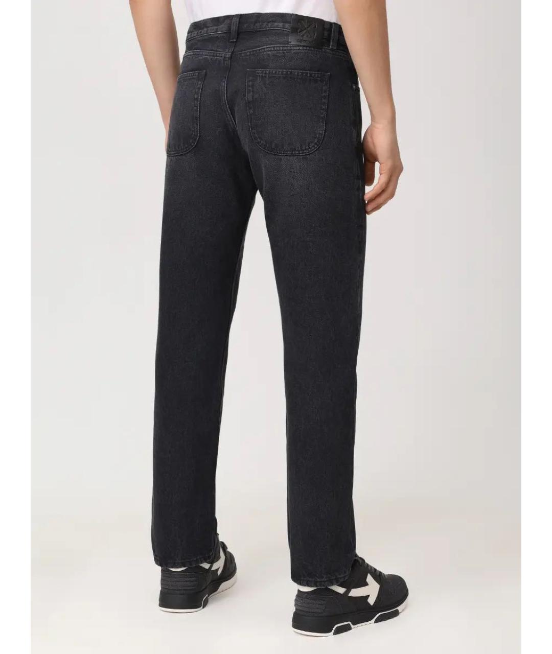 OFF-WHITE Черные хлопковые прямые джинсы, фото 3
