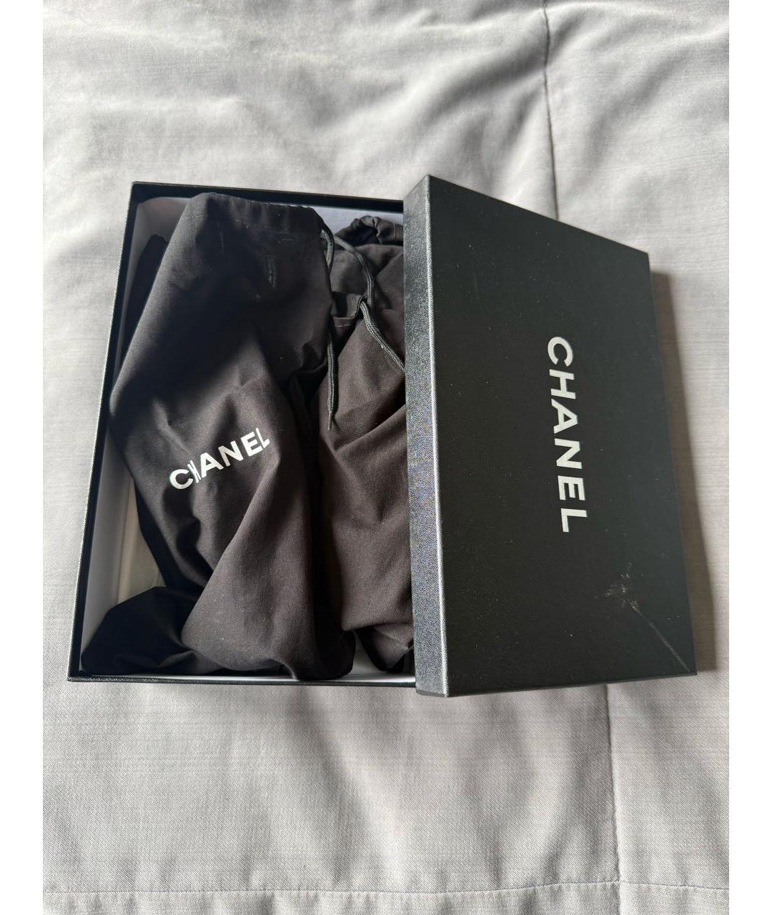 CHANEL Черные текстильные босоножки, фото 5