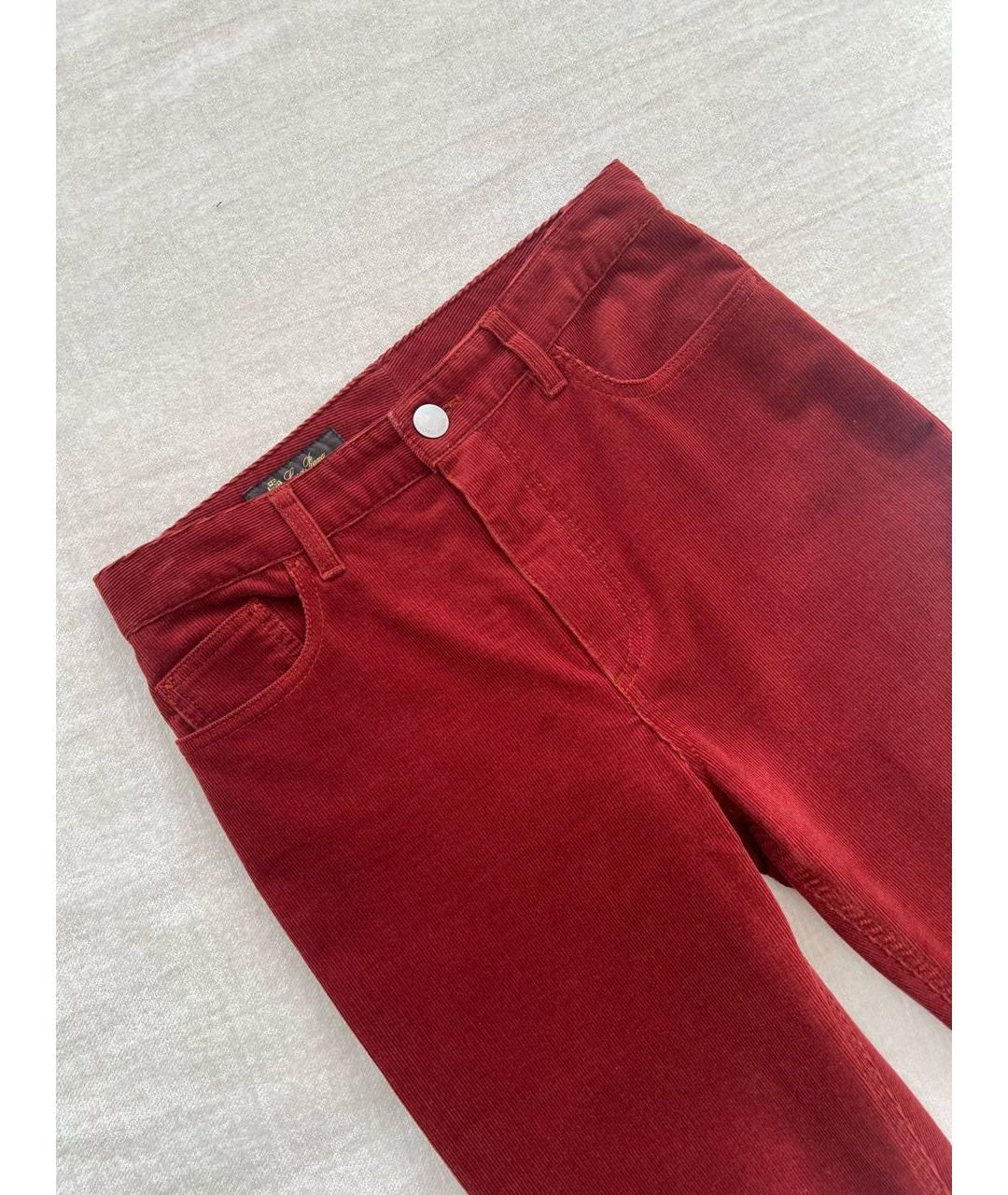 LORO PIANA Красные хлопковые брюки узкие, фото 8