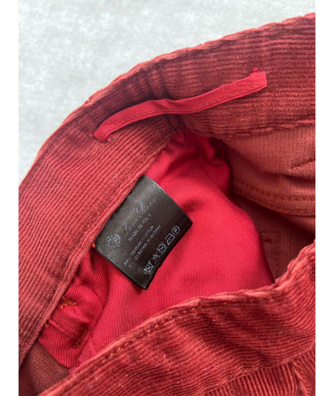 LORO PIANA Красные хлопковые брюки узкие, фото 4